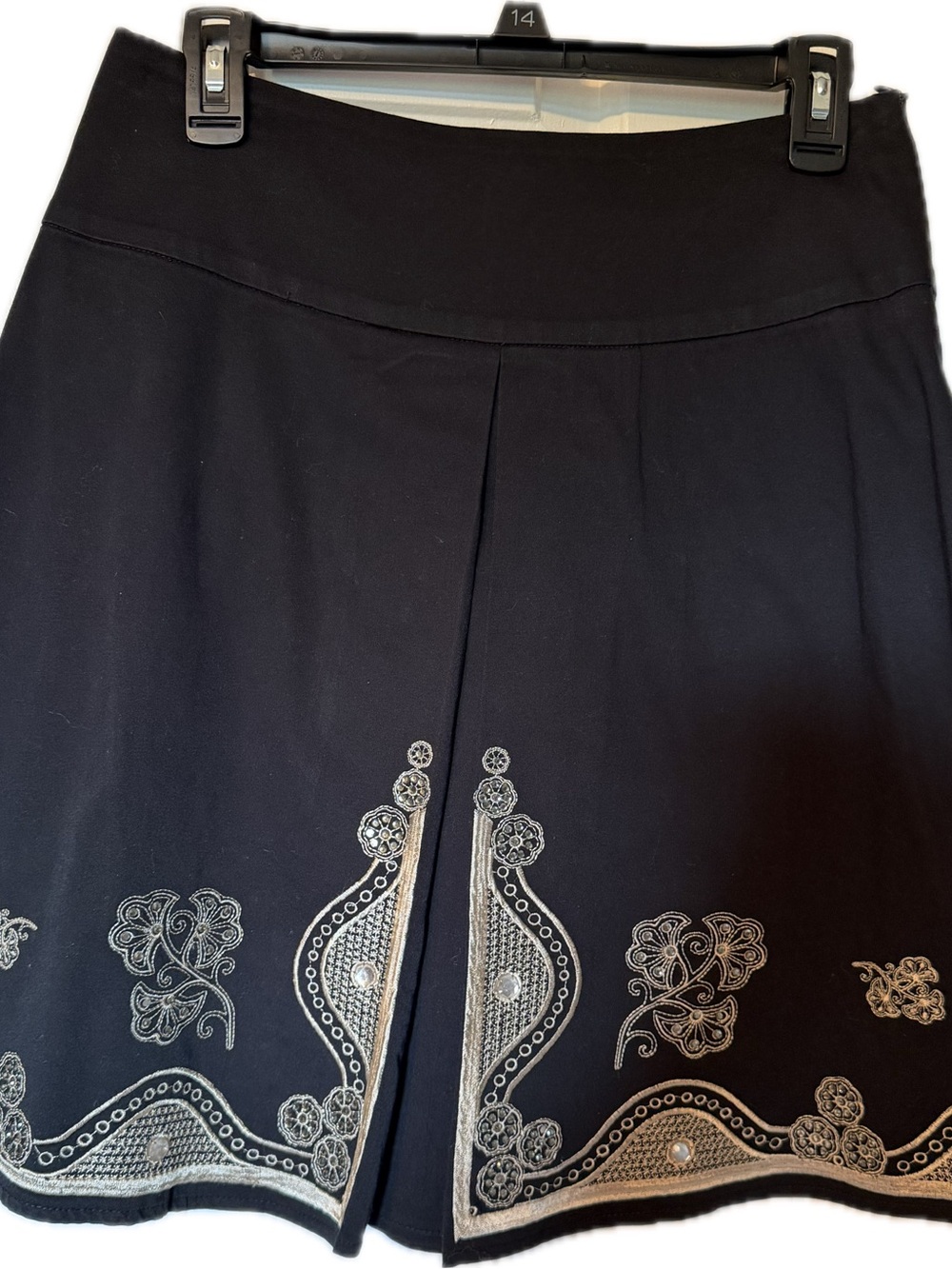 Black Embroidered A-Line Skirt